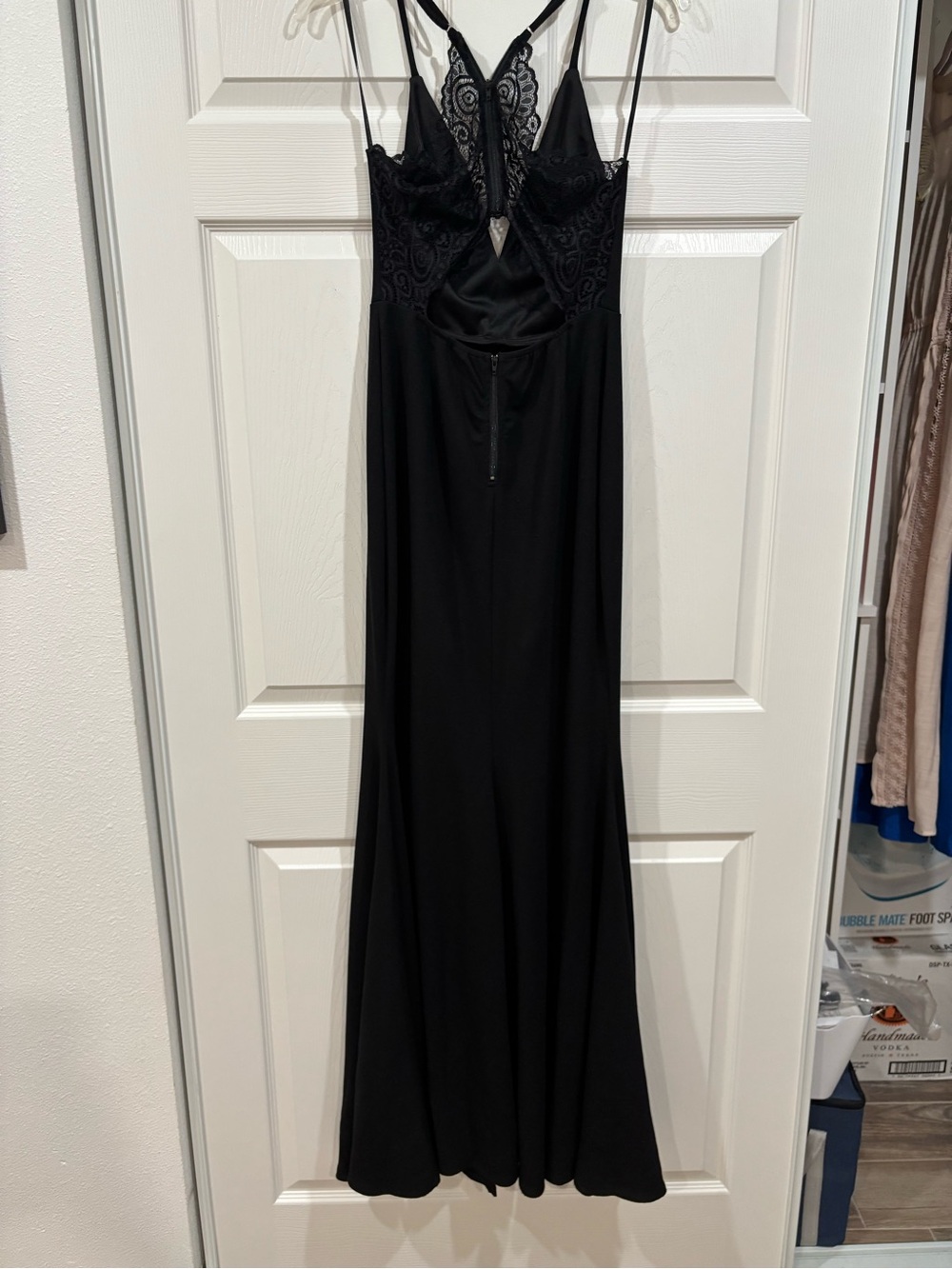 Windsor Black Lace-Back Evening Gown